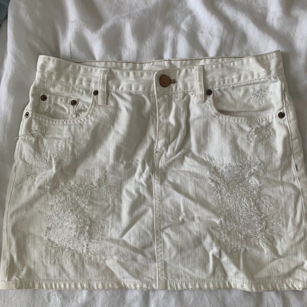 J.Crew white denim mini skirt